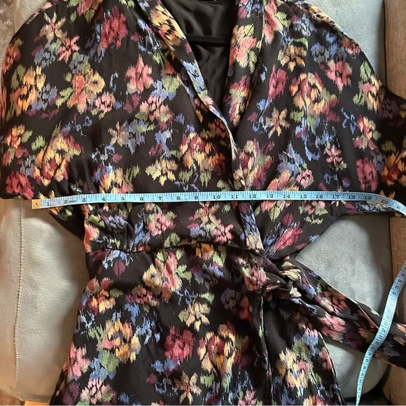Zara TRF Collection Black Floral Collared V-neck Wrap Romper Size S - Picture 9 of 12